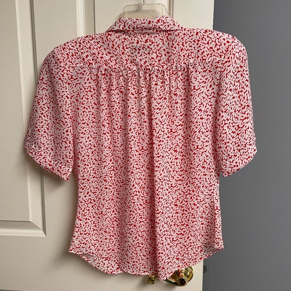 Kathy Comelli Short Sleeve Red White Button Down Top, Womens M - Picture 2 of 6